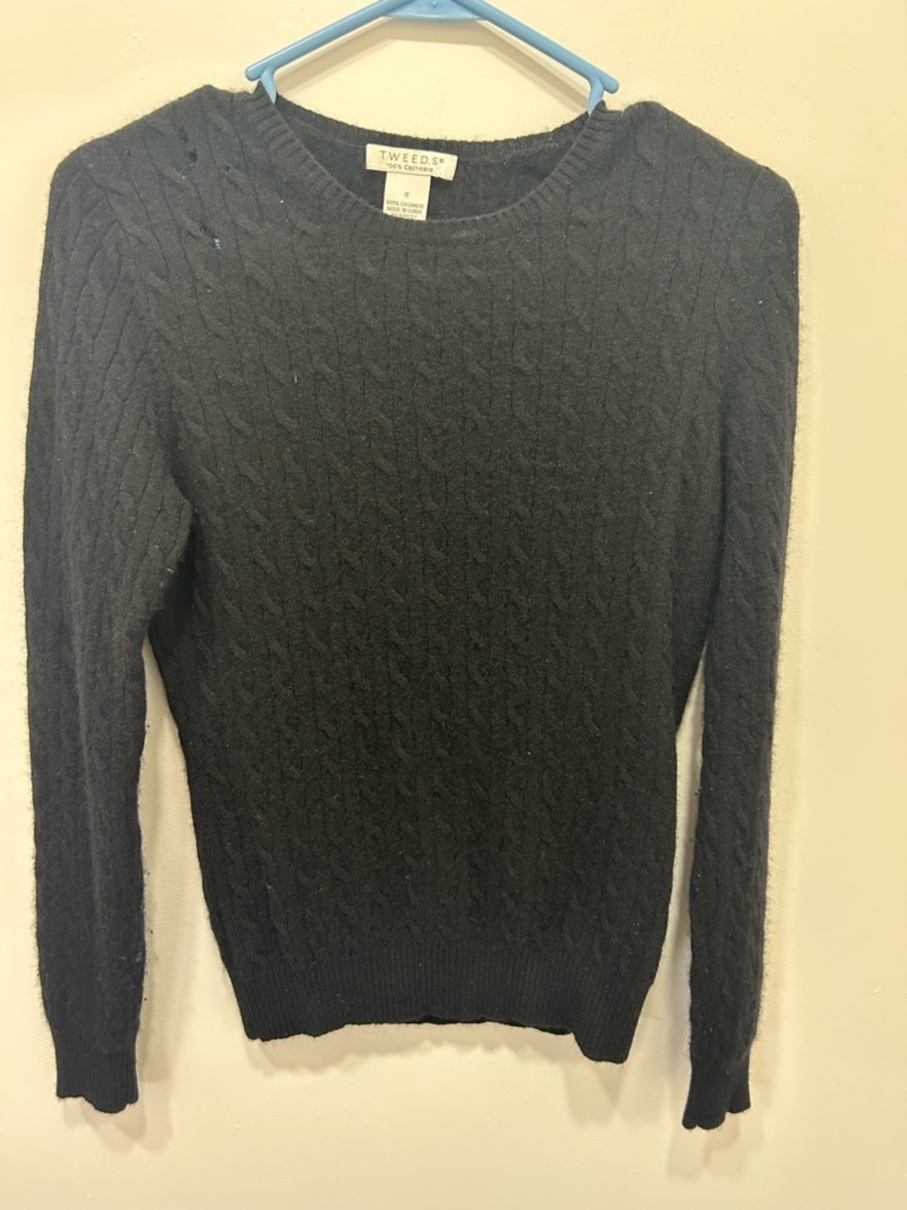 Tweeds Cashmere Sweater Women’s‎ Small Black Cable Knit Long Sleeve  *Read